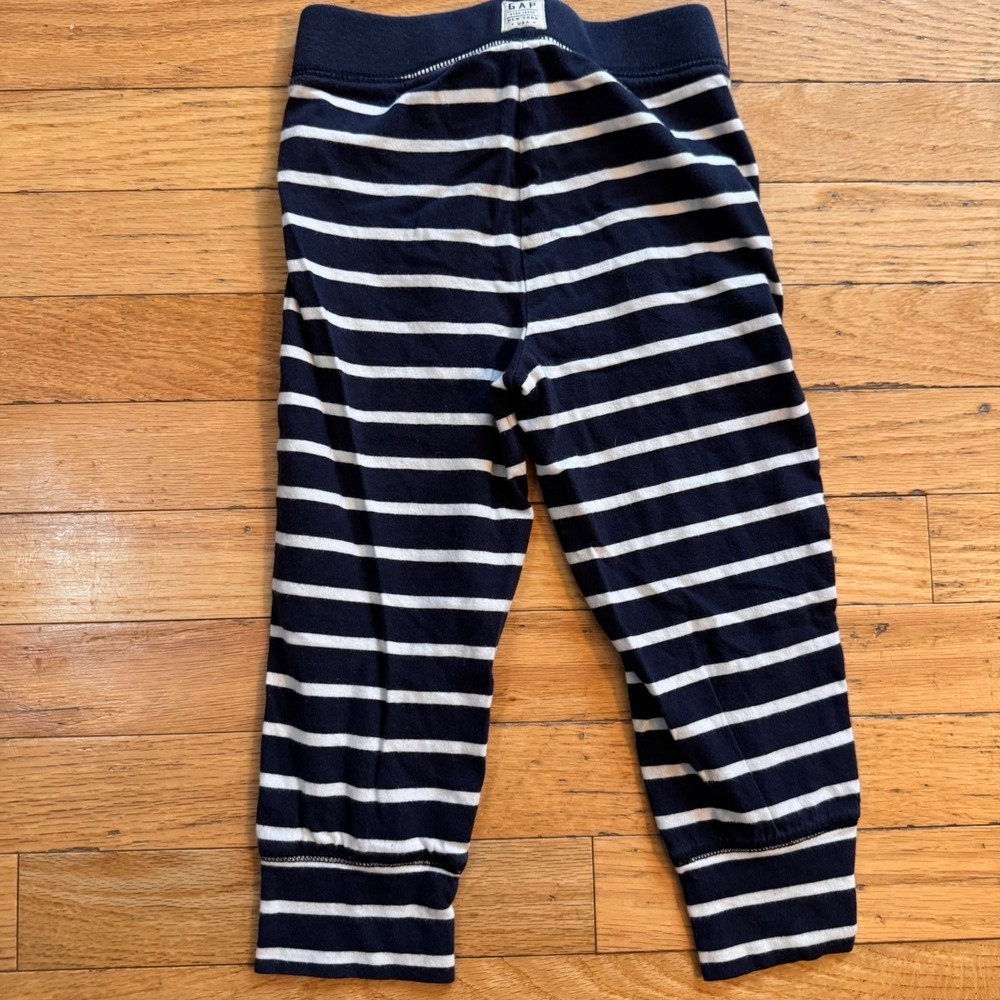 Gap Toddler Boys Navy Blue White Striped Jogger Pants 3T Playtime Favorites - Picture 5 of 6
